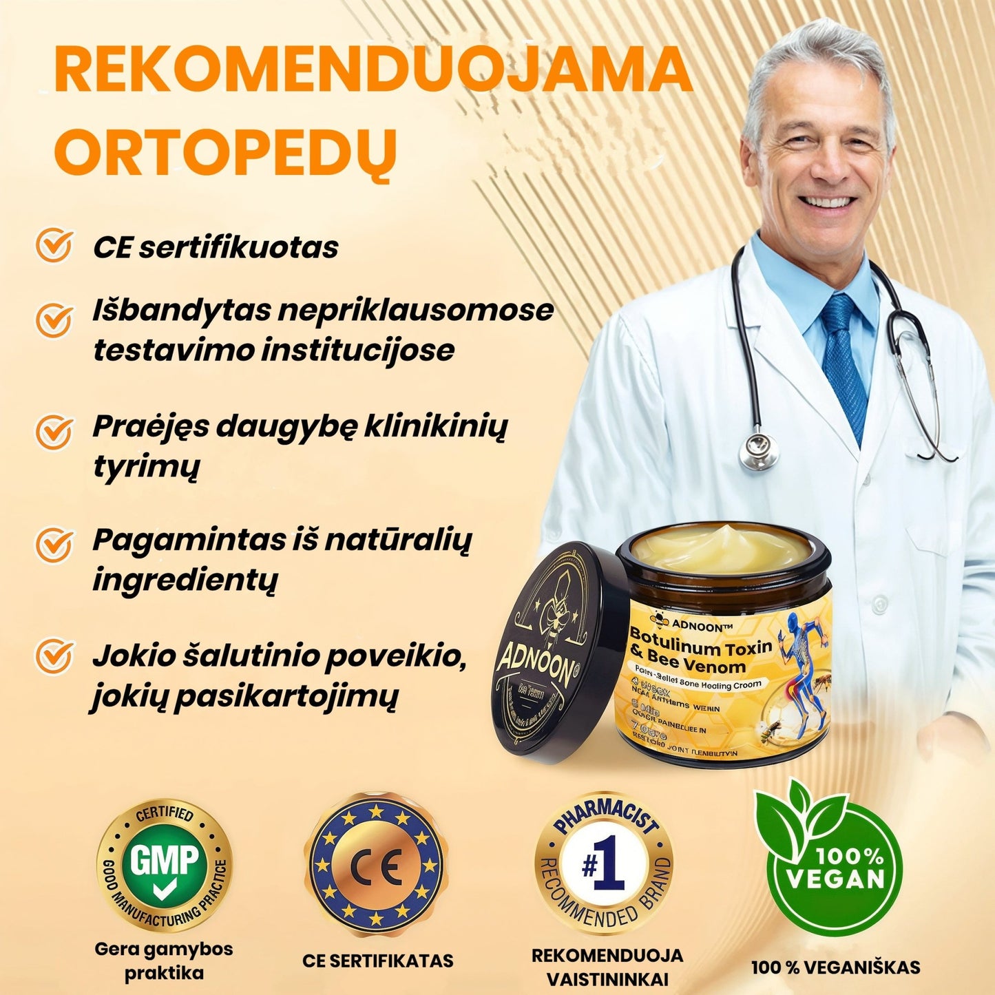 BeeMotion - Gydomasis kremas nuo sąnarių skausmo su bičių nuodais ir botulinu - BaltijosGrozis.com