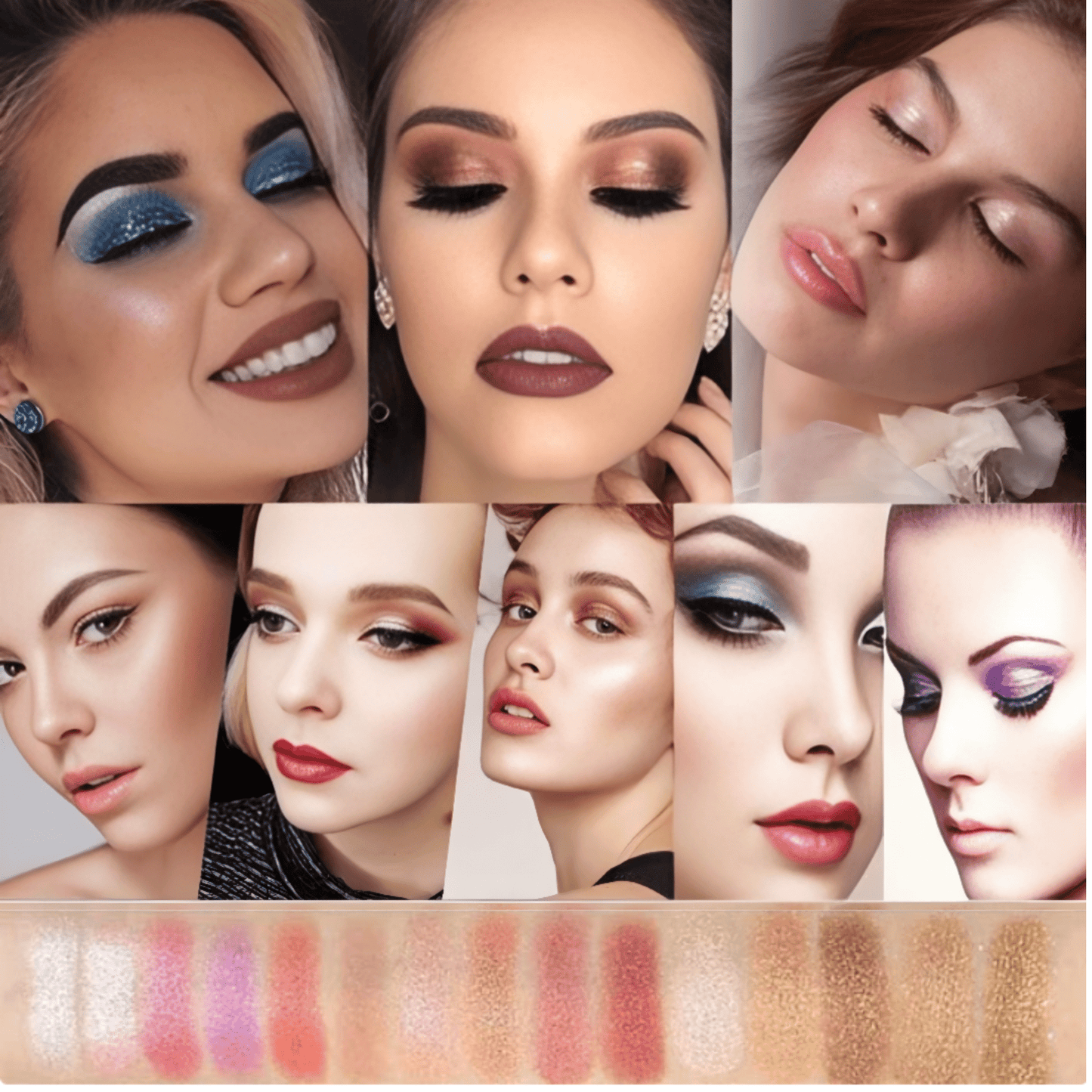 LuxeGlitz – 10 spalvų blizgių akių šešėlių paletė - BaltijosGrozis.com