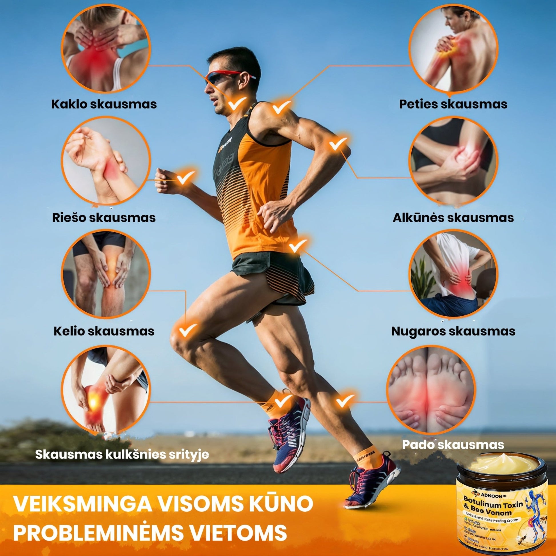 BeeMotion - Gydomasis kremas nuo sąnarių skausmo su bičių nuodais ir botulinu - BaltijosGrozis.com