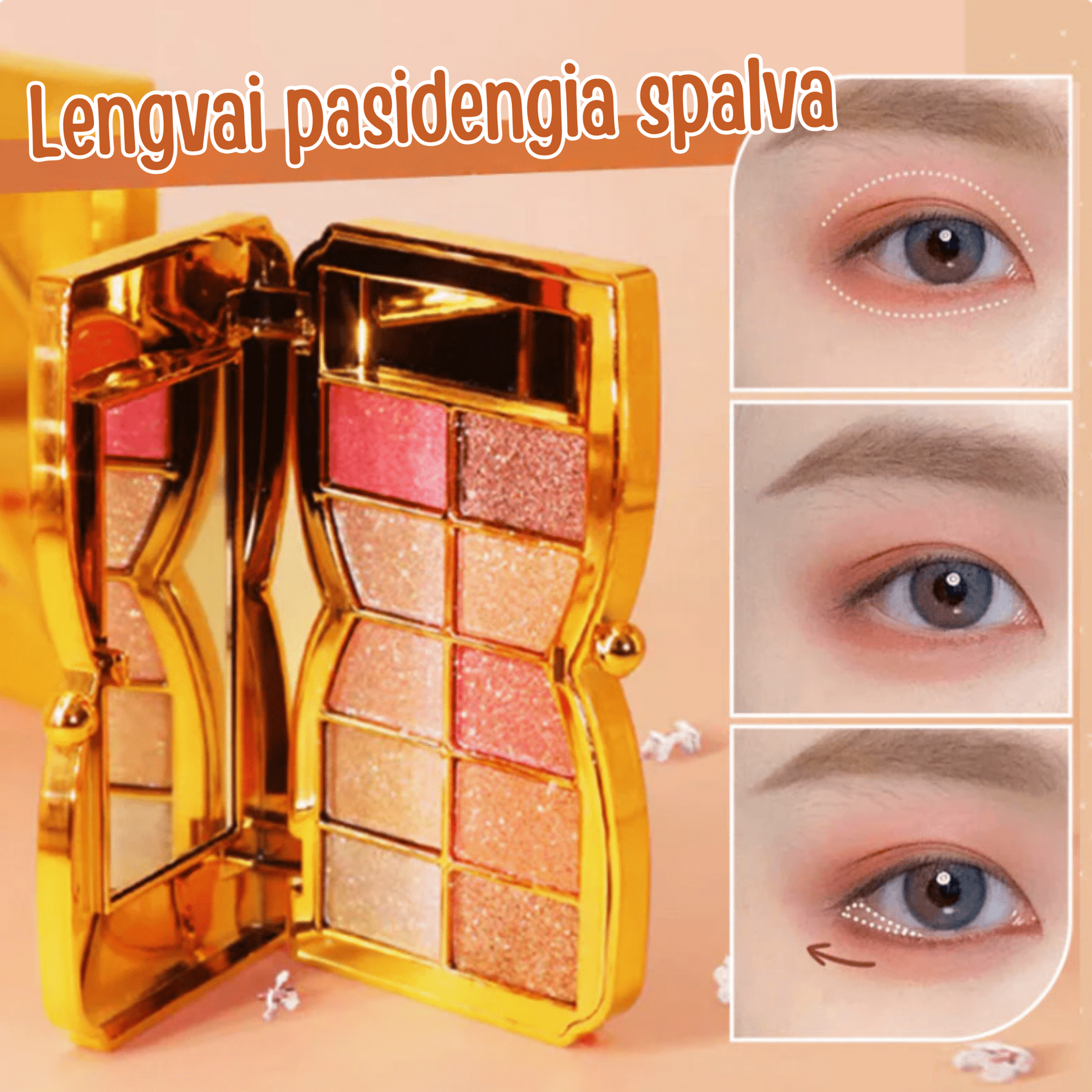 LuxeGlitz – 10 spalvų blizgių akių šešėlių paletė - BaltijosGrozis.com